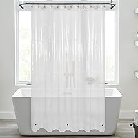 Vista 36 de Mrs Awesome Forro de Cortina de Ducha Extra Largo con 3 Imanes, Cortina de Ducha Larga de Plástico PEVA Blanco para Baño Impermeable, 72 x 84
