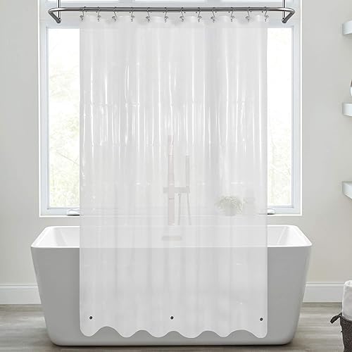 Miniatura 34 de Mrs Awesome Forro de cortina de ducha negro con 3 imanes, 72x72 pulgadas, plástico premium flexible y resistente para forro de cortina de ducha