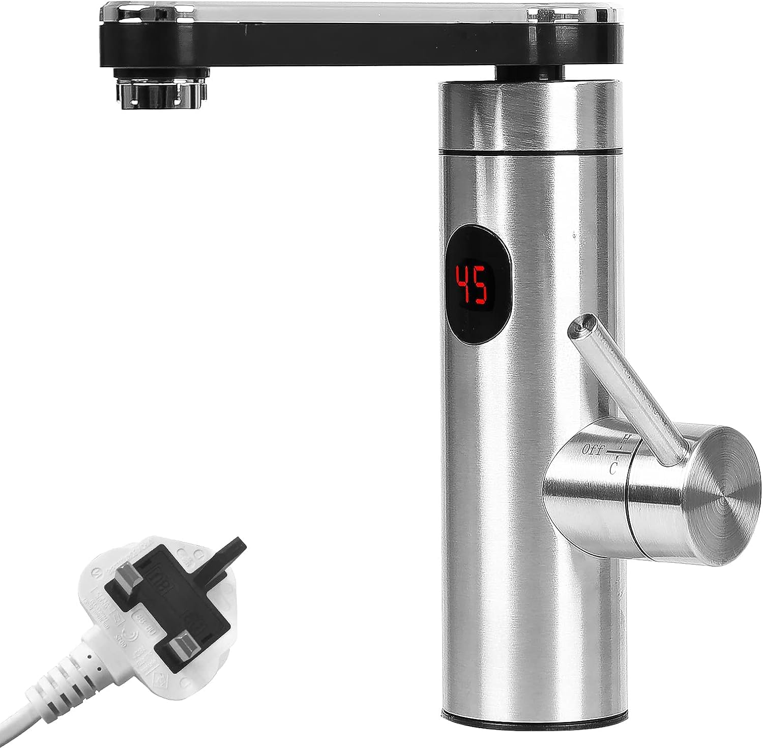 Instant Water Hot Tap Electric Sink Heating Tap,CEIEVER Instant Tankless Electric Hot Water Faucet 360° Swivel Kitchen Instant Heating Hot Water Tap with LED Digital Display for Kitchen Bathroom