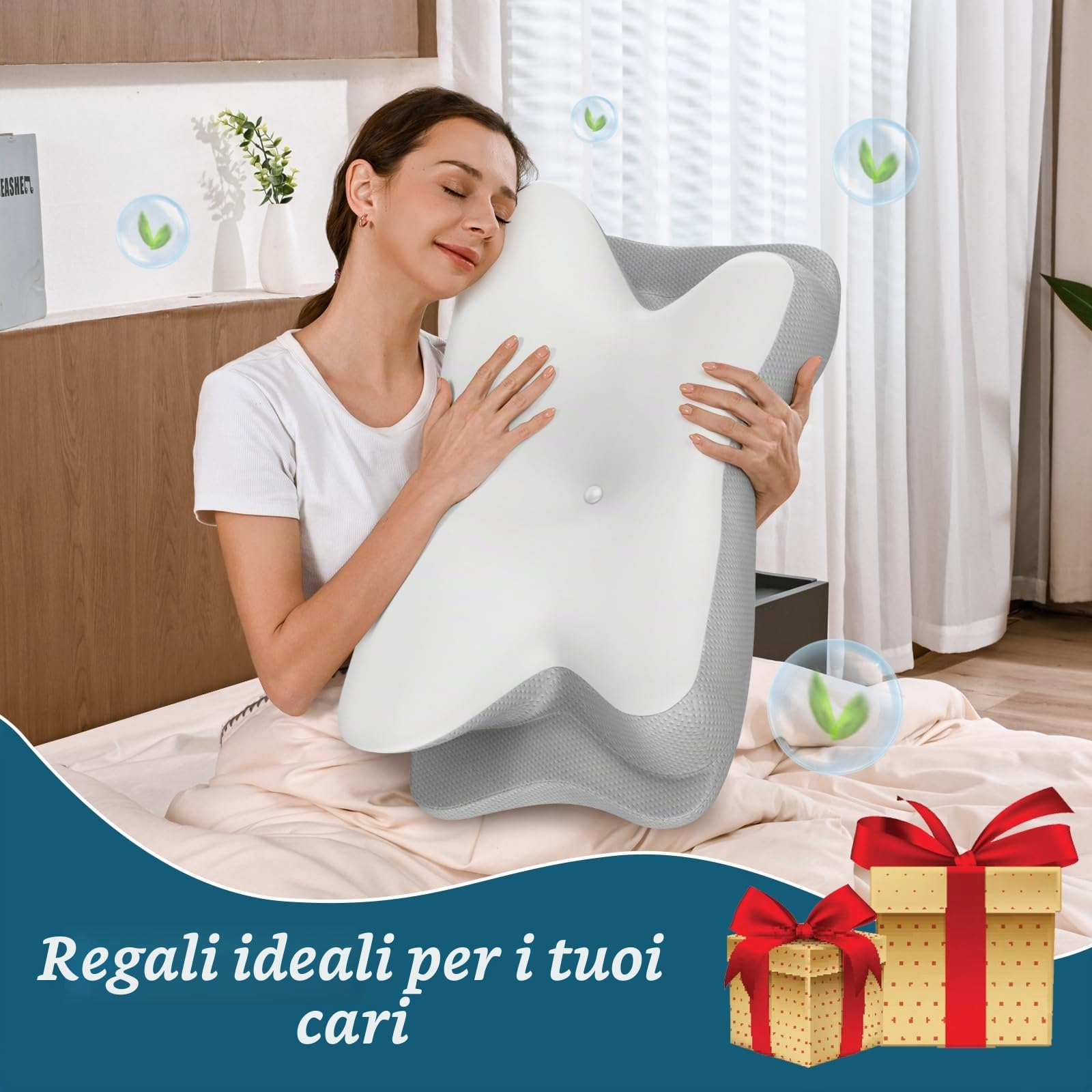 Cuscino cervicale per cervicale, cuscino rinfrescante per alleviare il dolore al collo, cuscino ergonomico per dormire, cuscino ortopedico in memory foam per chi dorme sulla schiena e sullo stomaco