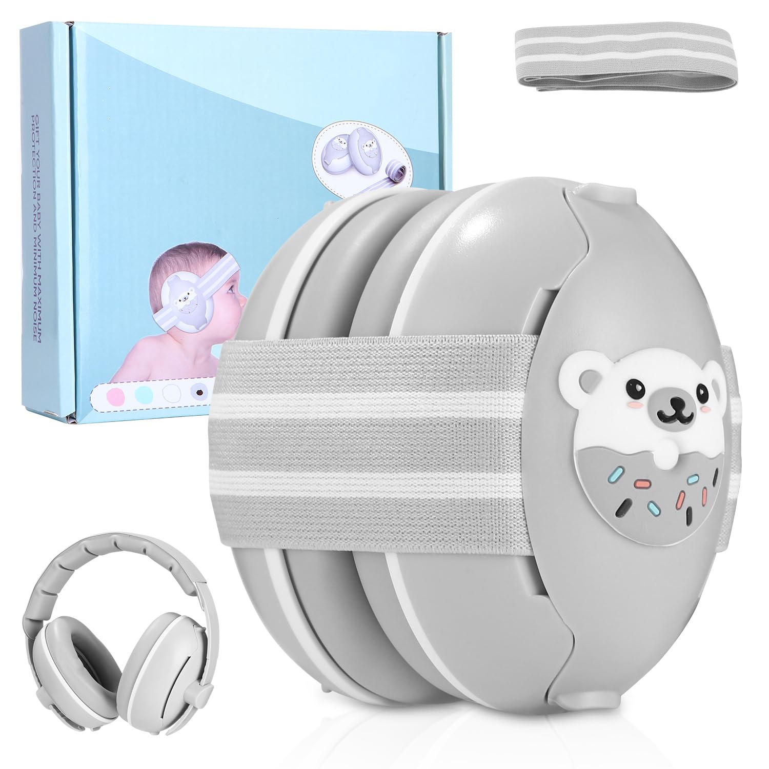 Zofory 2-in-1 Gehörschutz Baby Kopfhörer, Gehörschutz Baby, Kopfhörer Lärmschutz, Verstellbares Kopfband Ohrenschützer, Geeignet für Kleinkinder unter 48 Monaten