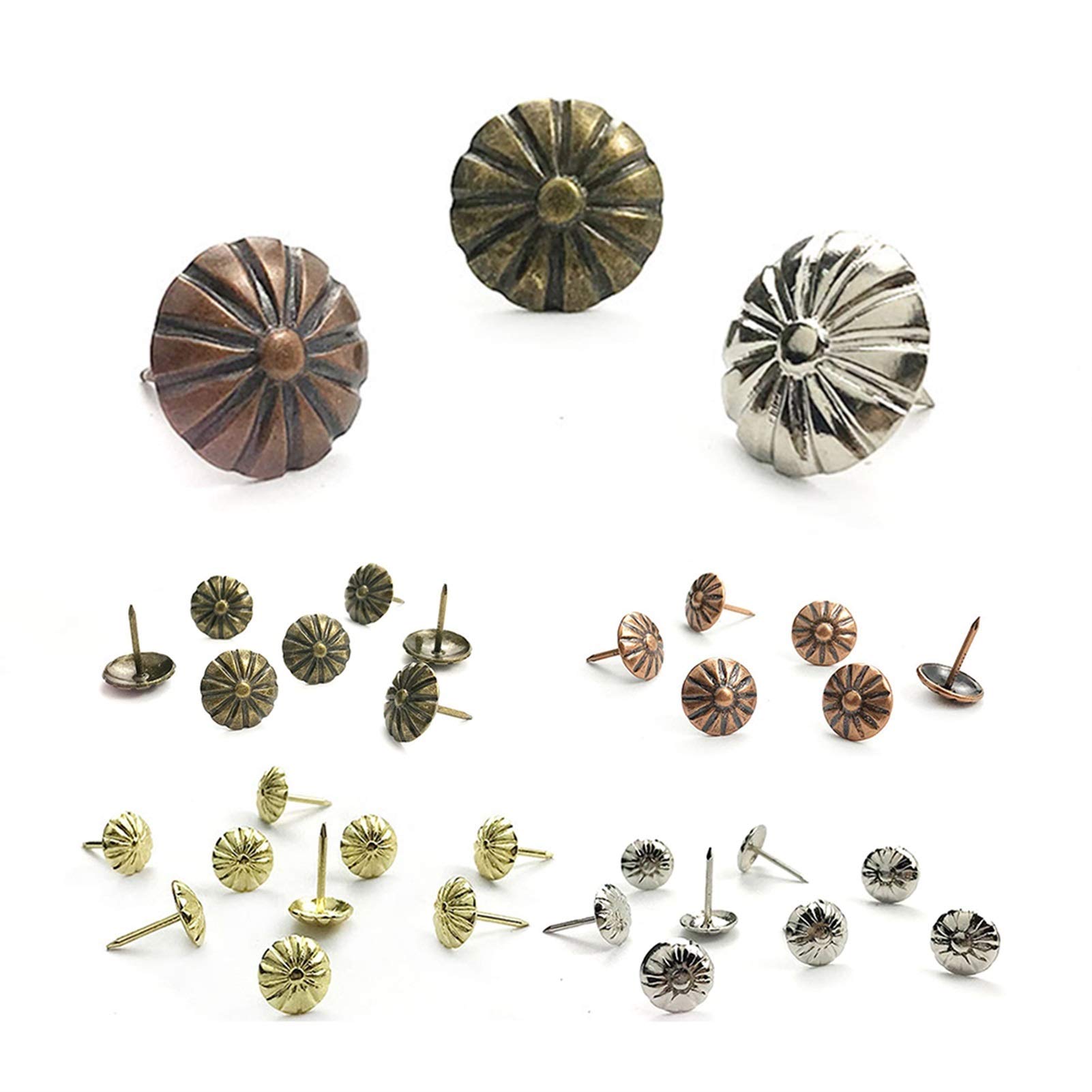 Clavos de cobre. 100 piezas de joyero de latón, caja de vino, pasador for sofá, herrajes for puerta, adecuado for la escuela y la Oficina(Gold 100pcs)