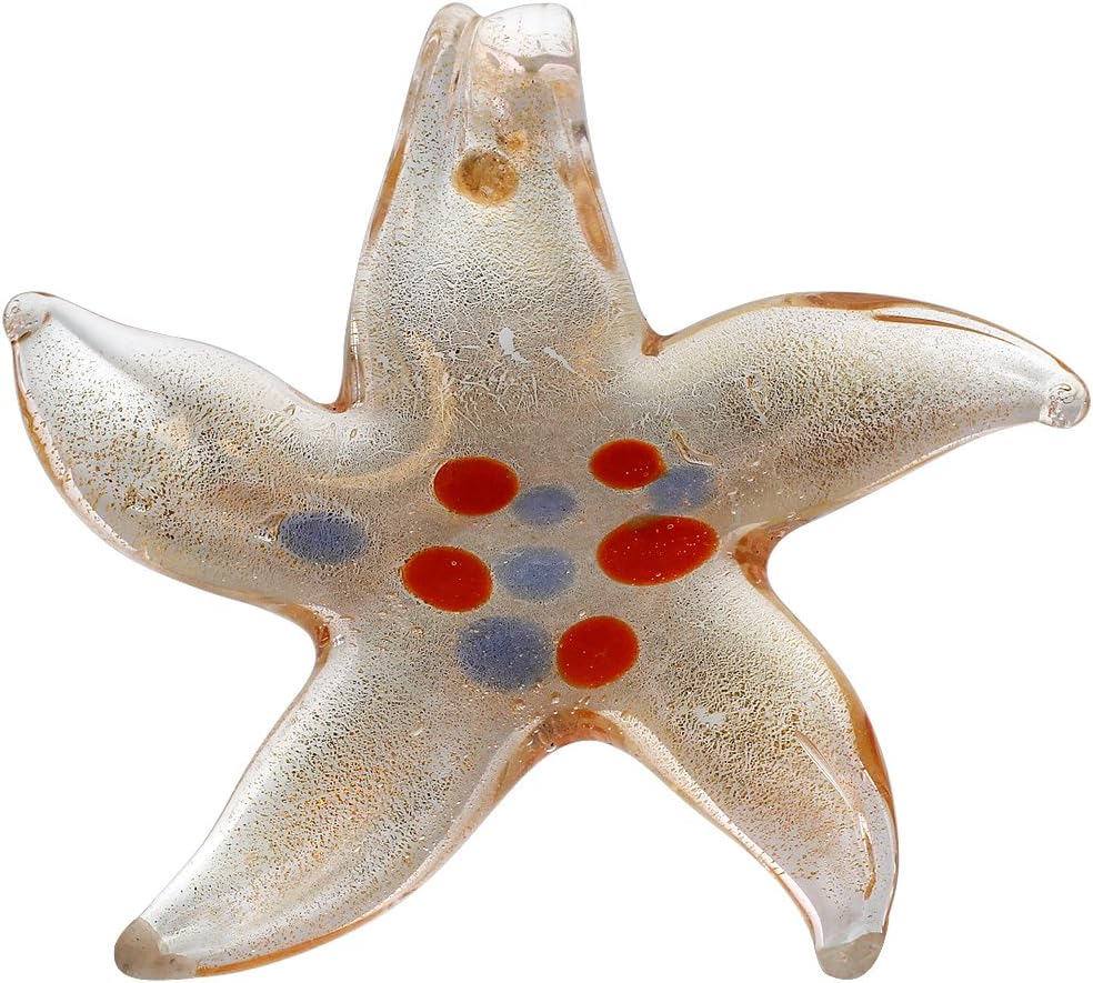 Gem Avenue Millefiori Glass Star Fish 1.25 inch Long Pendant
