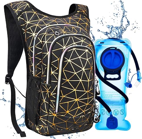 Mochila de hidratación, paquete de hidratación para festivales, mochila de agua con vejiga de hidratación de 2 litros, mochila de hidratación para
