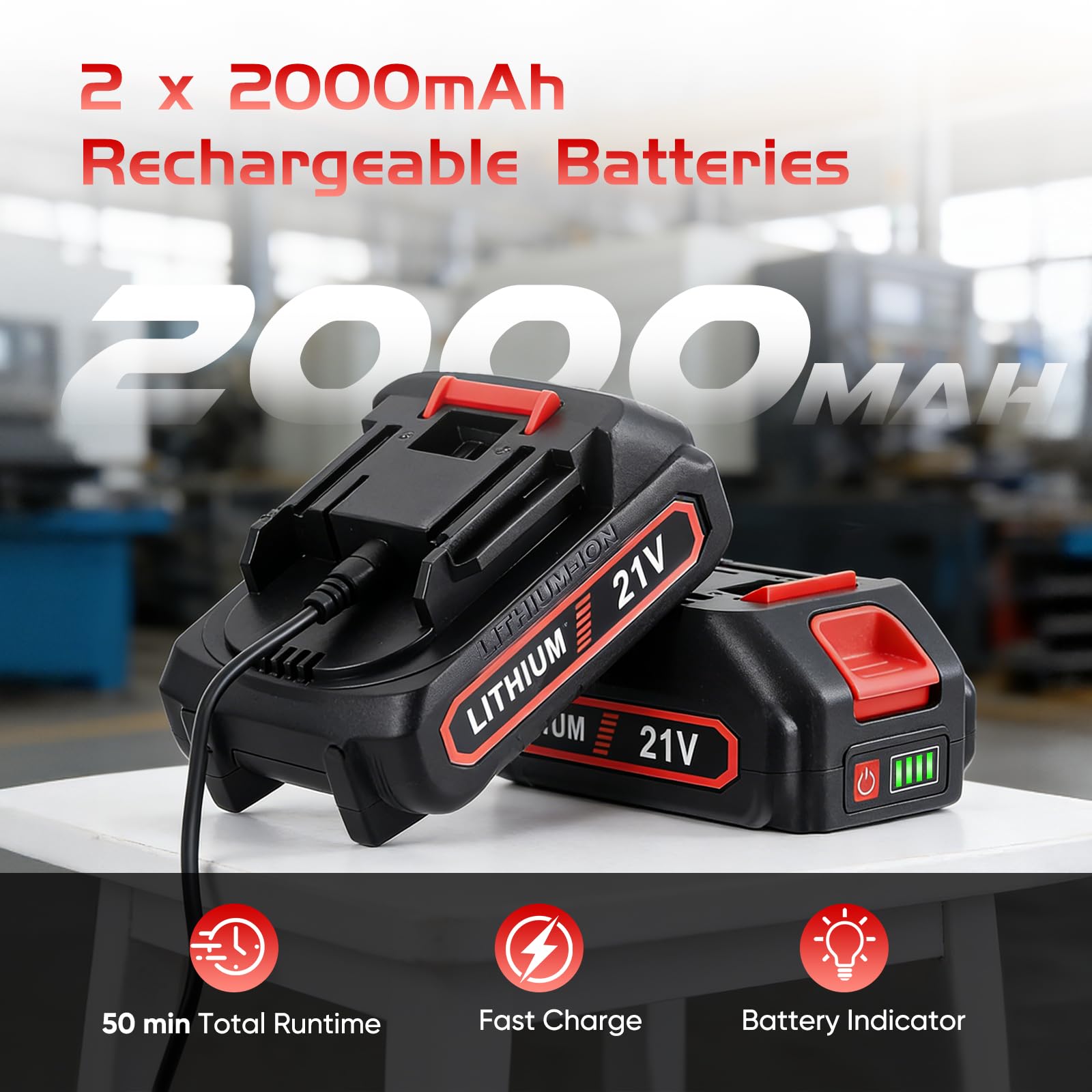Avvitatore a cricchetto a batteria da 3/8", 60 Nm, chiave a cricchetto elettrica, regolazione continua della velocità con 2 batterie da 2,0 Ah, set di chiavi a cricchetto da 10 pezzi, ideale per