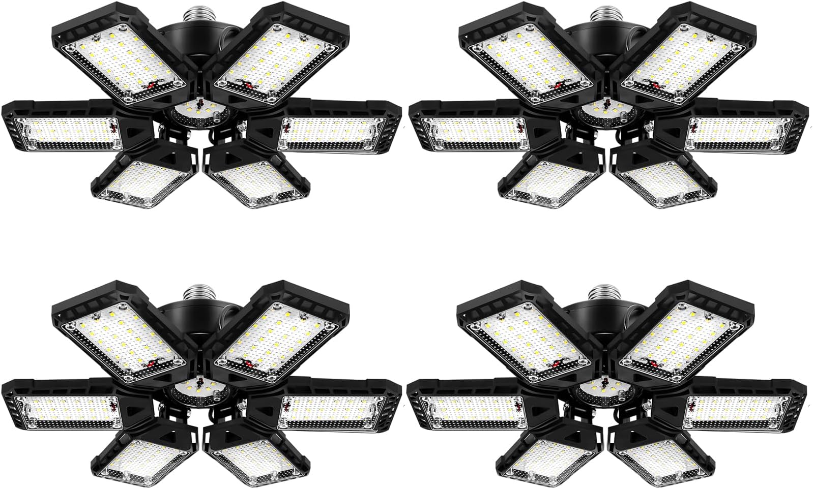 Aoretic LED Garage Lights Bulb 4 Pack -180W, 18000LM 6500K Led Shop Light with 6+1 Deformable Panels, Basement Barn Light Garage Ceiling Lights, E26/E27 for Garage, Warehouse, Shop
