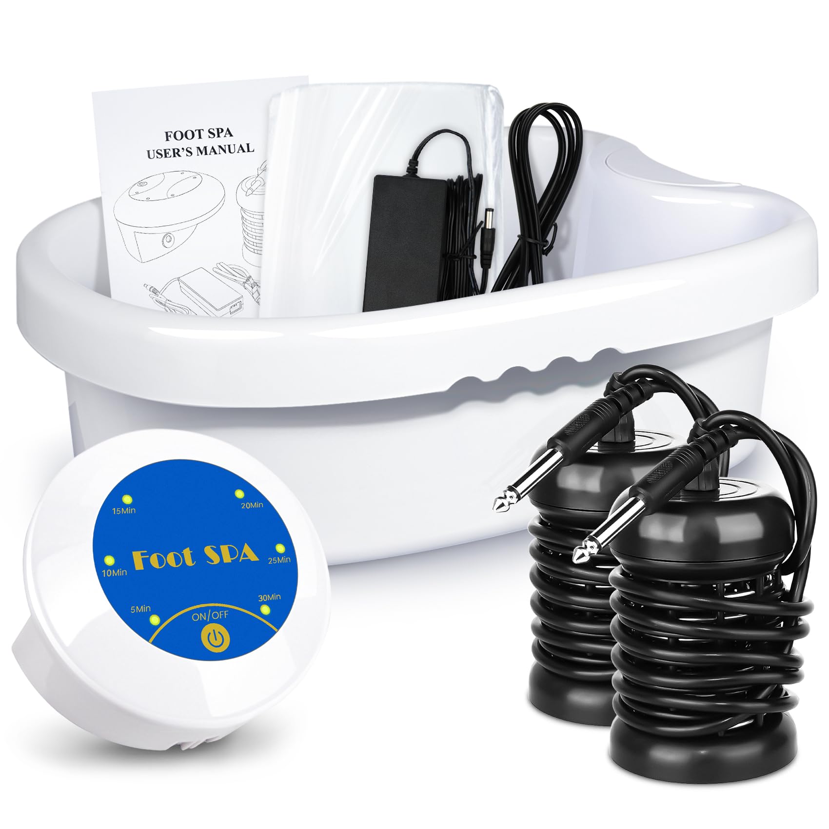 Ionic Foot Bath Detox Machine, Portable Foot Detox Machine for Home, Salon-Level Ionic Foot Spa Machine with Basin, 100 Basin Liners, Two Arrays