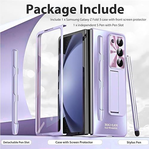 Miniatura 7 de Miimall Funda compatible con Samsung Galaxy Z Fold 3 con S Pen, protector de pantalla frontal integrado + soporte + soporte para bolígrafo, funda de