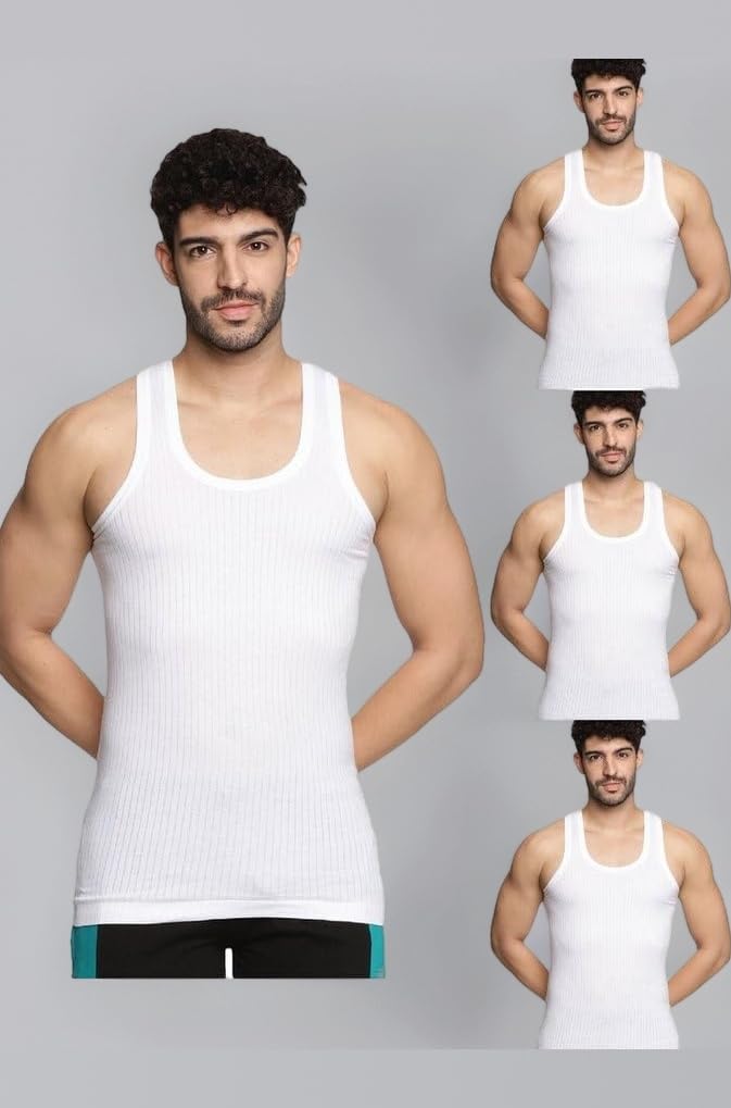 Champion Men's Vest | 100% Super Combed Cotton | Ultra-Soft, Breathable & Sweat-Absorbent | Skin-Friendly, Durable with Needle Drop Design (Pack of 4)
