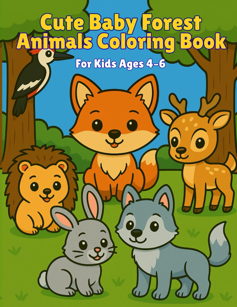 Cute Baby Forest Animals Coloring Book: Bold & Easy Designs for Kids Ages 4–6 – Fun and Simple Coloring Pages with Adorable Woodland Animals (My First Cute Coloring Book)