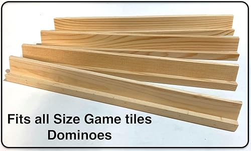 Miniatura 3 de Dominoes - Estante de dominó de madera para azulejos de dominó, 4 piezas, compatible con doble seis y doble nueve