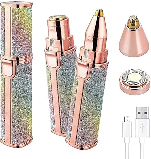 2 in 1 Hair Removal USB Rechargeable Painless Flawless Machine for Women & Men, Face, Chin, Cheek, Eyebrow, Upper Lip Hair Remover for Women, Lipstick Shaped, Multicolour