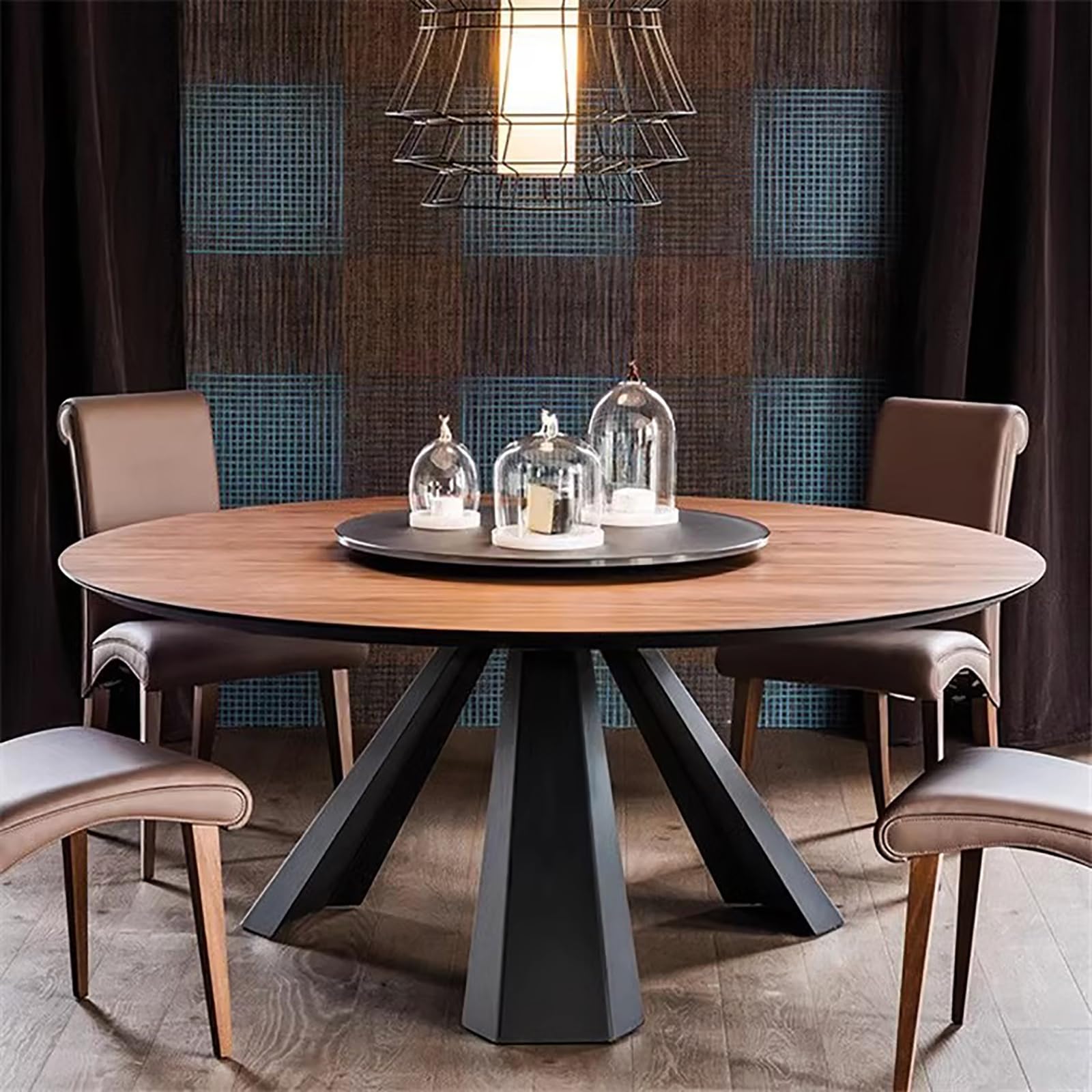 Amazon.com - Round Dining Table with Metal Base,Minimalist Modern ...