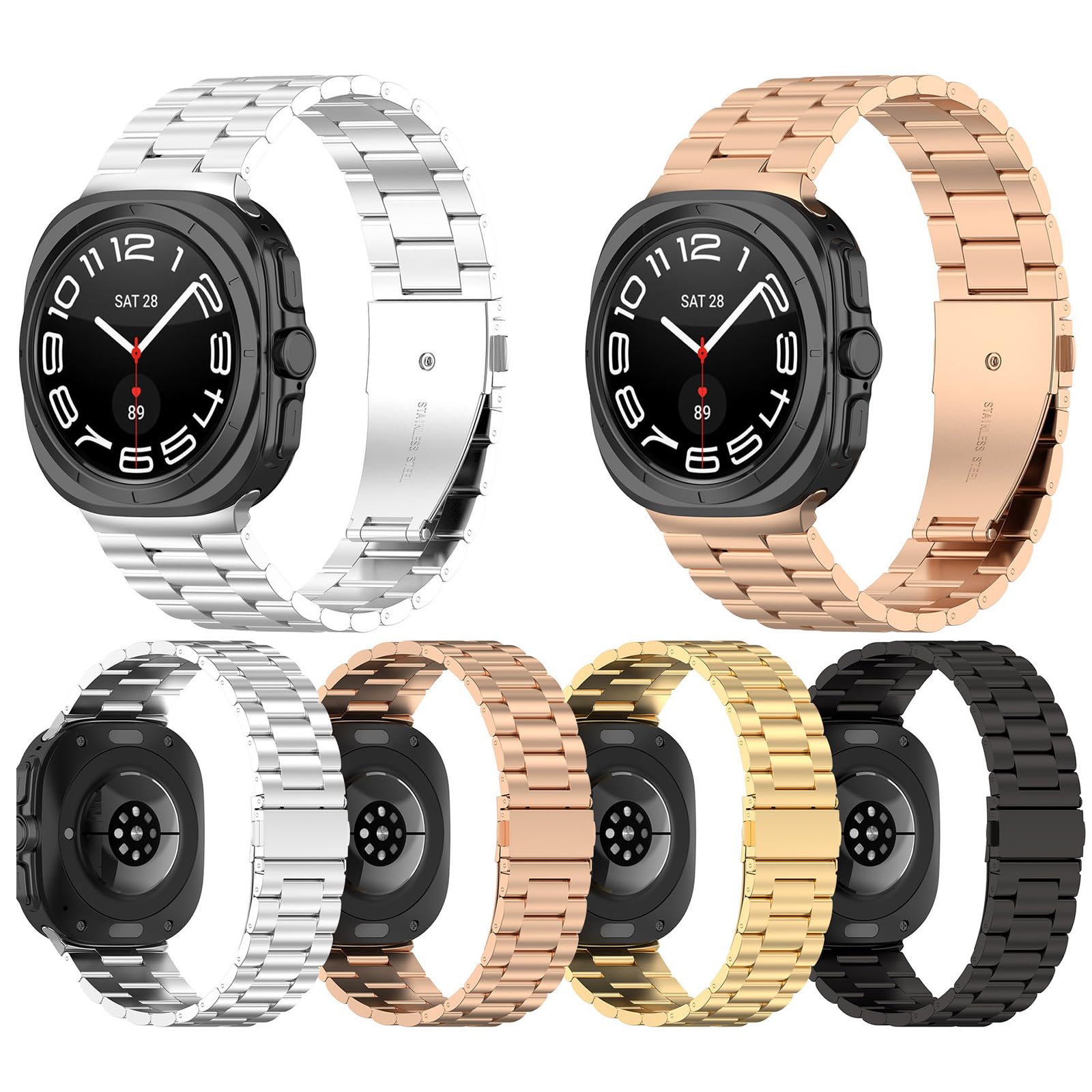 Correa de reloj de metal para reloj inteligente de 47 mm, correa de muñeca de acero inoxidable, correa de conexión de reloj