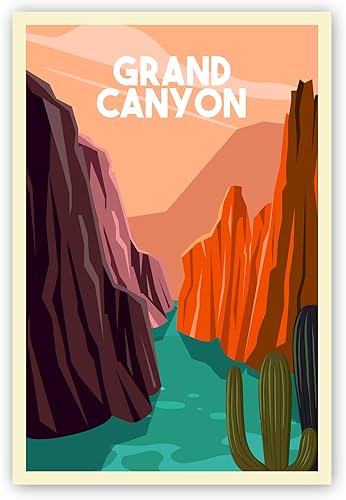 Miniatura 7 de Póster del Parque Nacional del Gran Cañón, impresiones artísticas de pared de los parques nacionales del Gran Cañón, póster de viaje retro de Gran