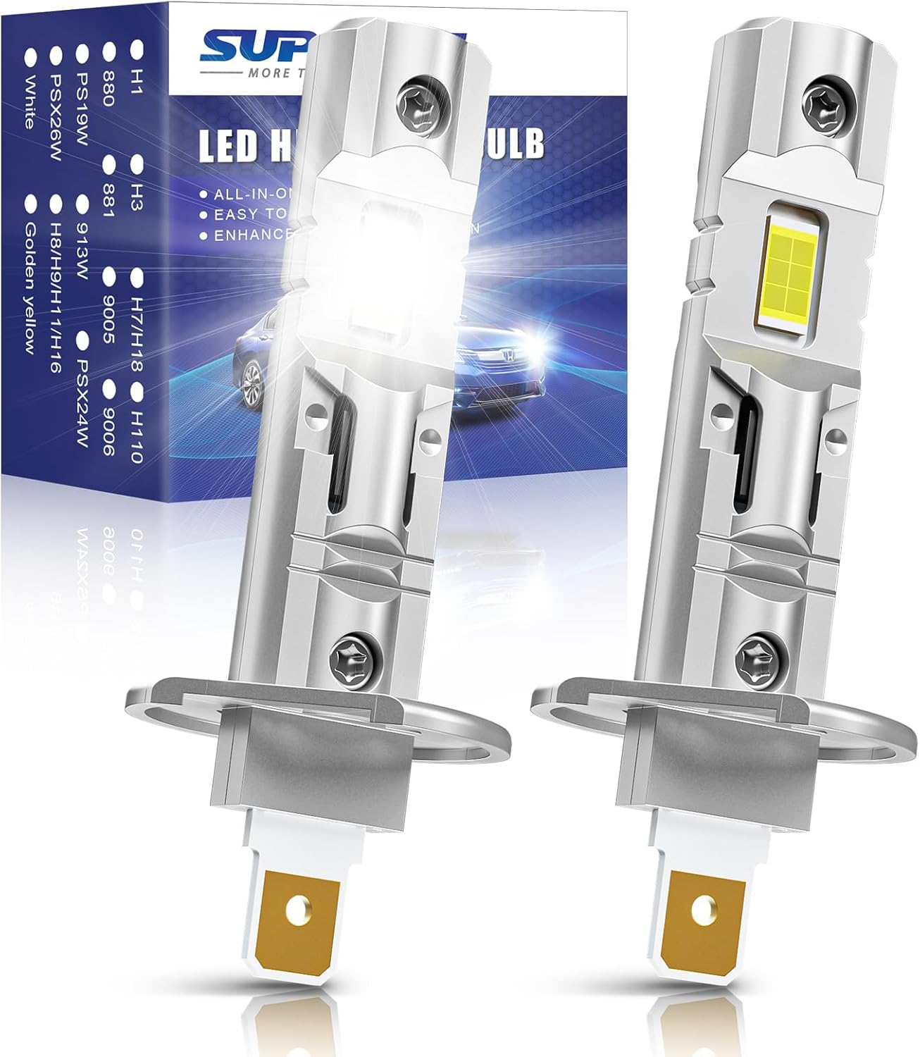 SUPAREE Lampadine LED H1 per Auto Lampadine LED H1 canbus H1 LED plug ...