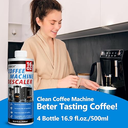 Miniatura 3 de Paquete de 4 limpiadores descalcificadores para cafetera, 16 usos, solución de descalcificación para Nespresso Breville Keurig Jura y Delonghi,