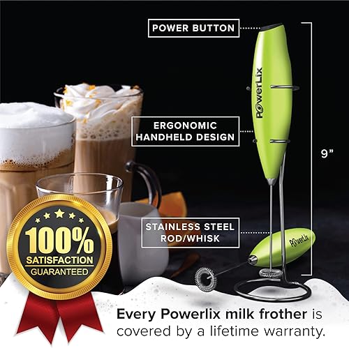 Miniatura 3 de PowerLix - Vaporizador de leche, portátil, funciona con pilas, hace espuma para café, latte, capuchino, chocolate caliente batidor de bebidas