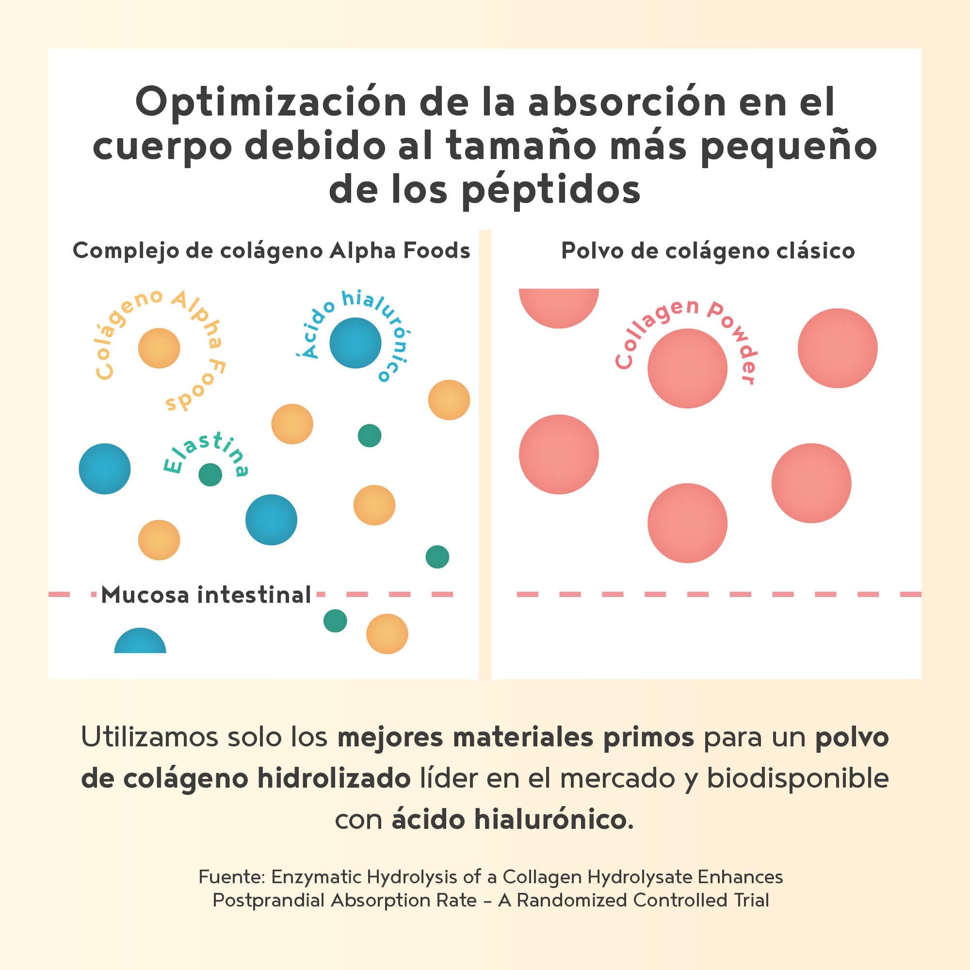 Colágeno en Polvo + Acido Hialuronico + Vitamina C 400g | Péptidos de Colageno Hidrolizado con Vitaminas C, E y Cafeína de Guaraná | para la Piel | Collagen Peptides | Sabor Limón | Alpha Foods