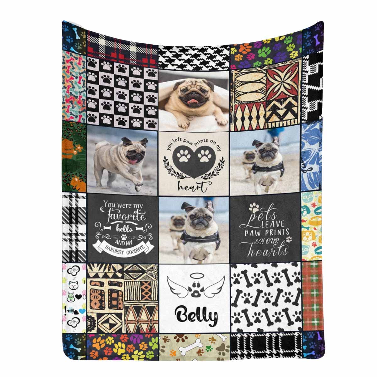 MyPupSocks Custom Pet Memorial Gifts, Customized Dog Prints Bed Blanket Personalized Throw Blanket with Photos in Loving Memory of Dog Picture Blanket for Sympathy Remembrance 50x60