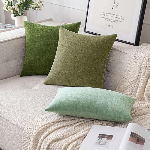 Miniatura 5 de MIULEE Paquete de 2 fundas de almohada decorativas de color verde salvia de 18 x 18 pulgadas, fundas de cojín de felpilla suave para sofá,