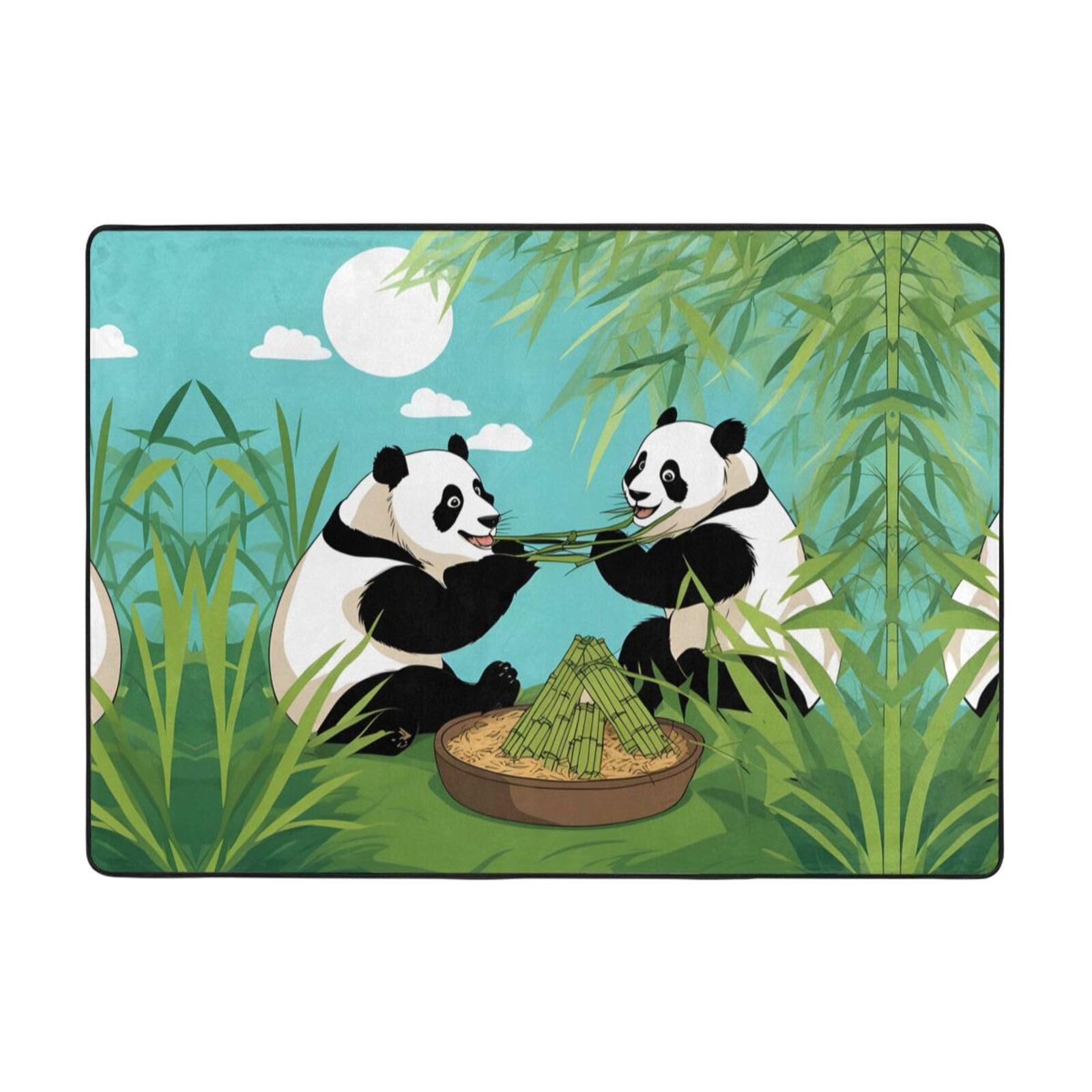 Tapis décoration d'intérieur pandas en tissu doux pour chambre d'enfant