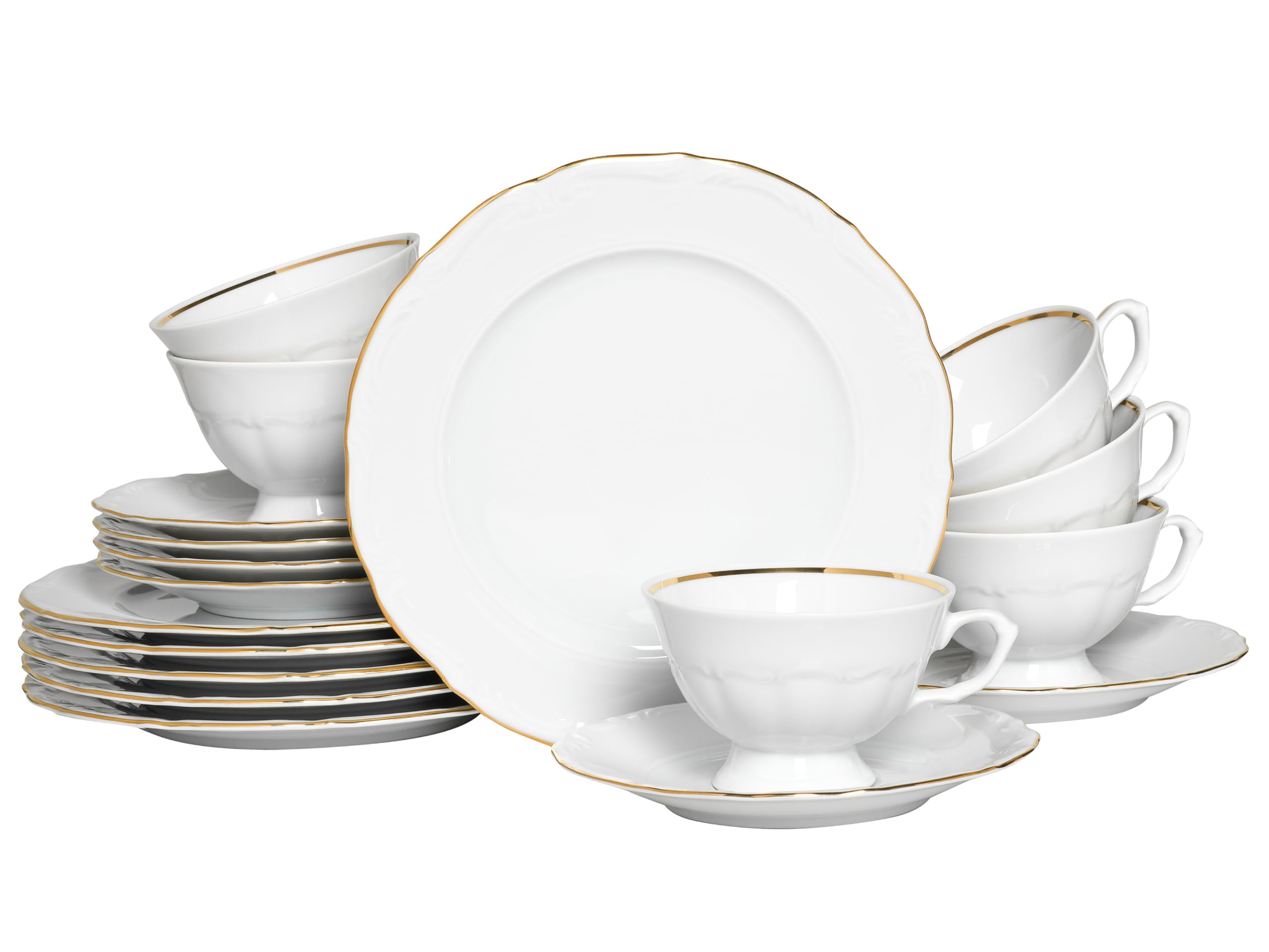 CreaTable, 24318, seria Maria Theresia Gold, 18-częściowy zestaw naczyń dla 6 osób, serwis do kawy z porcelany, wyprodukowano w Europie