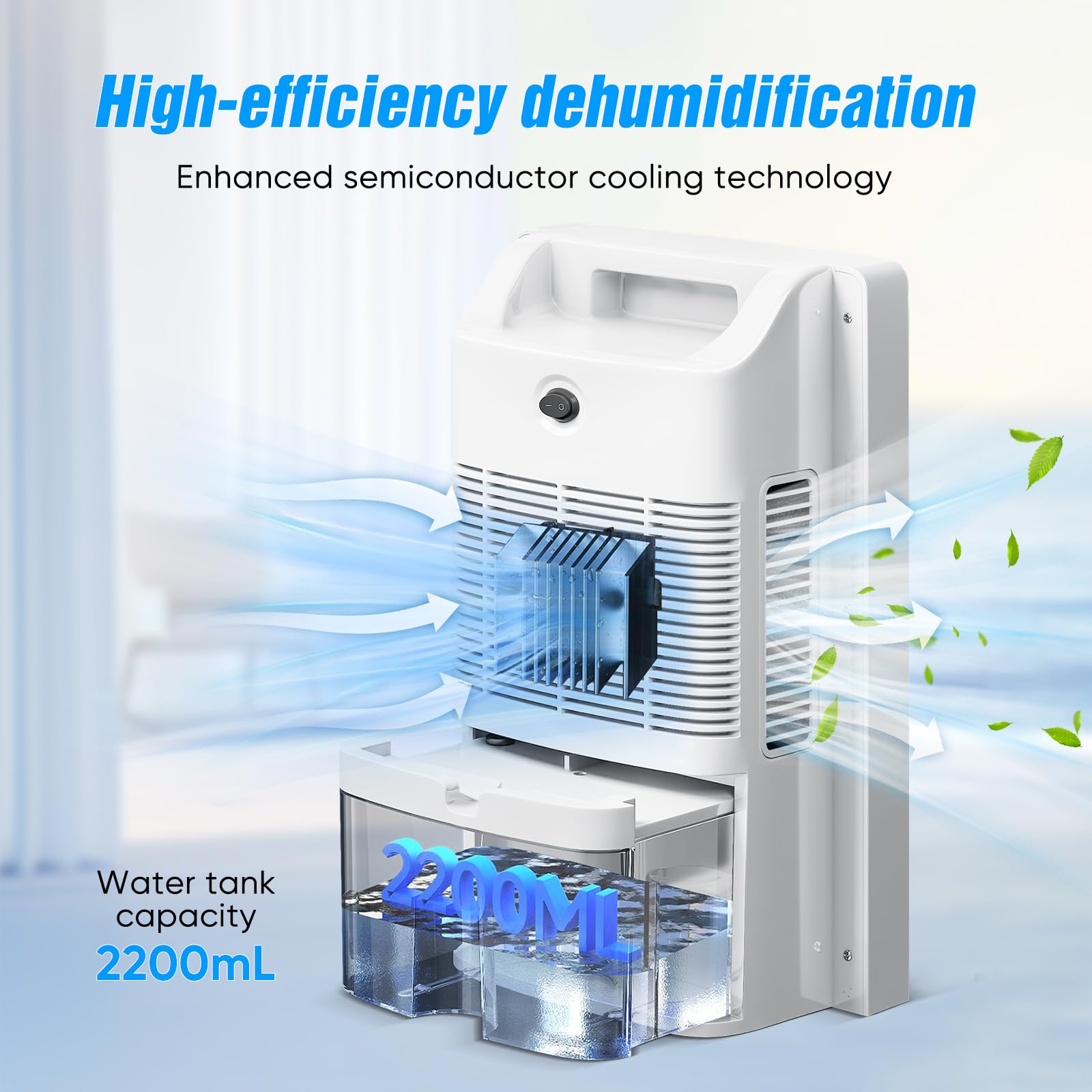 Deumidificatore elettrico,Deumidificatore e purificatore d'aria 2 in 1,silenzioso per la casa - schermo LED, controllo intelligente dell'umidità, timer 24h,telecomando (A)