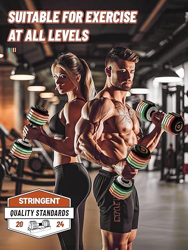 Miniatura 6 de Adjustable Dumbbells Set 12.5LB Pair, 1-Sec Fast Adjustable 5 Free Weights, Premium Comfort Non-slip Metal Handle, Compact Size for Full Body Home