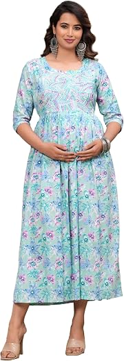 FASHION CLOUD Women's Maternity Dress, Side Zipper Dress for Pregnant Ladies, Women Breast Feeding Dress for Nursing Pre a...
