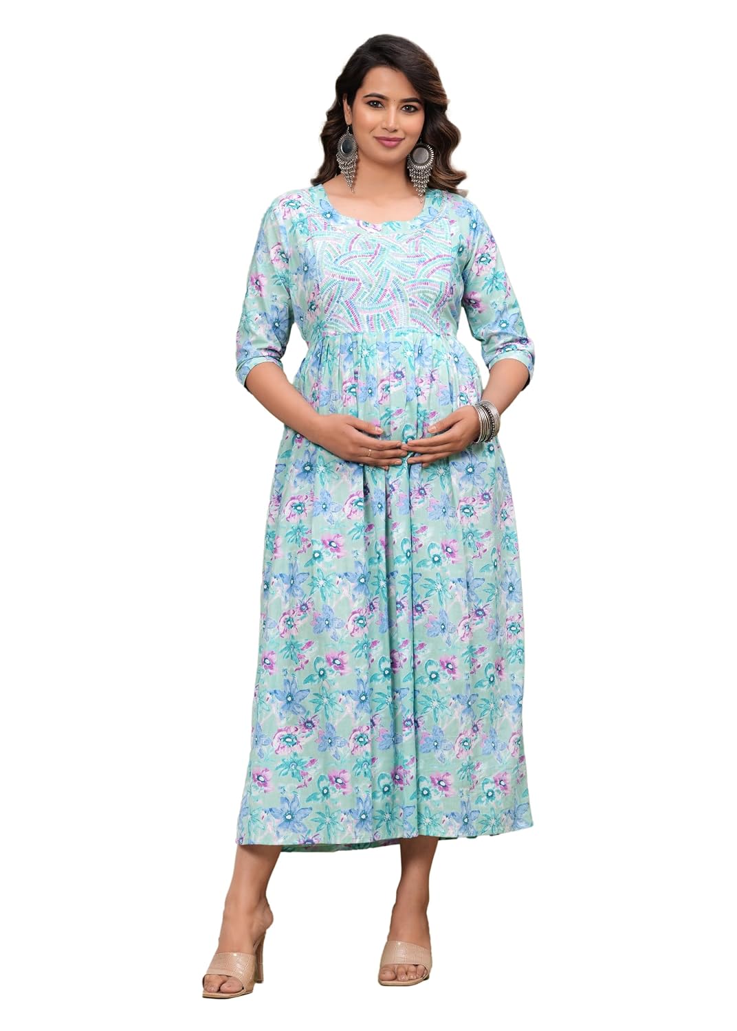 FASHION CLOUD Women's Maternity Dress, Side Zipper Dress for Pregnant Ladies, Women Breast Feeding Dress for Nursing Pre a...