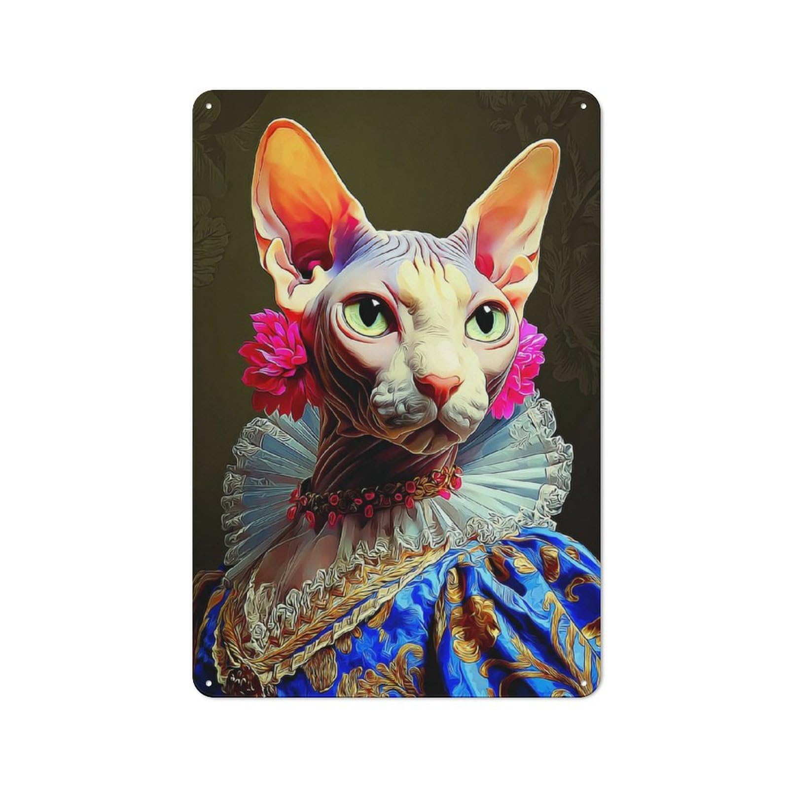 Junmoney Royal Sphynx In Baroque Splendor Tin Wall Plaque 30X20cm With For Home Office Or Studio, A New Home Present For Creative Workspace Decorators
