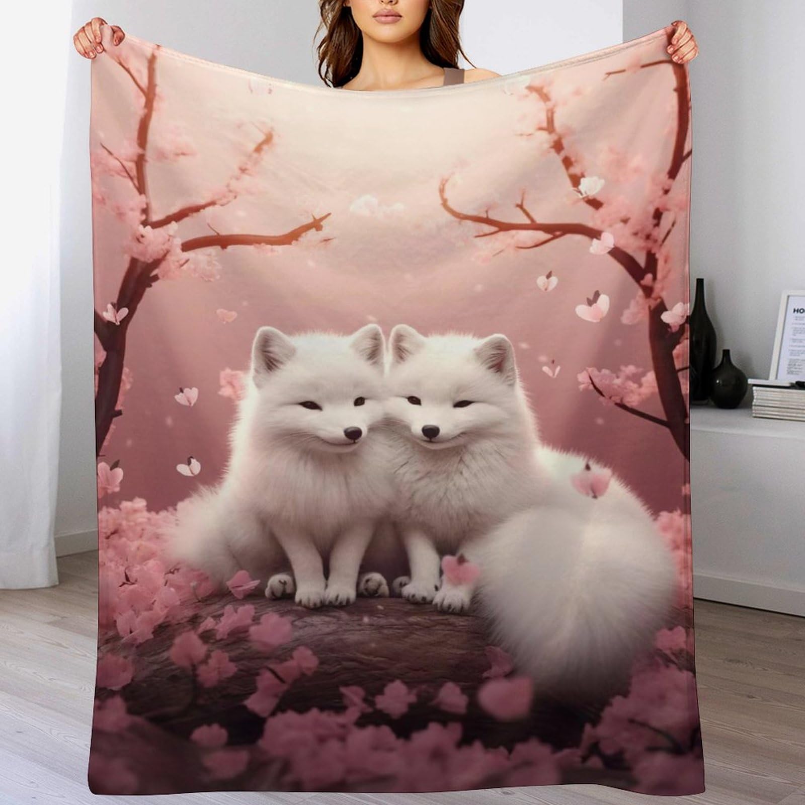 Couvertures renard impression 3D en polaire de flannel 100x130cm pour lit et canapé douillet