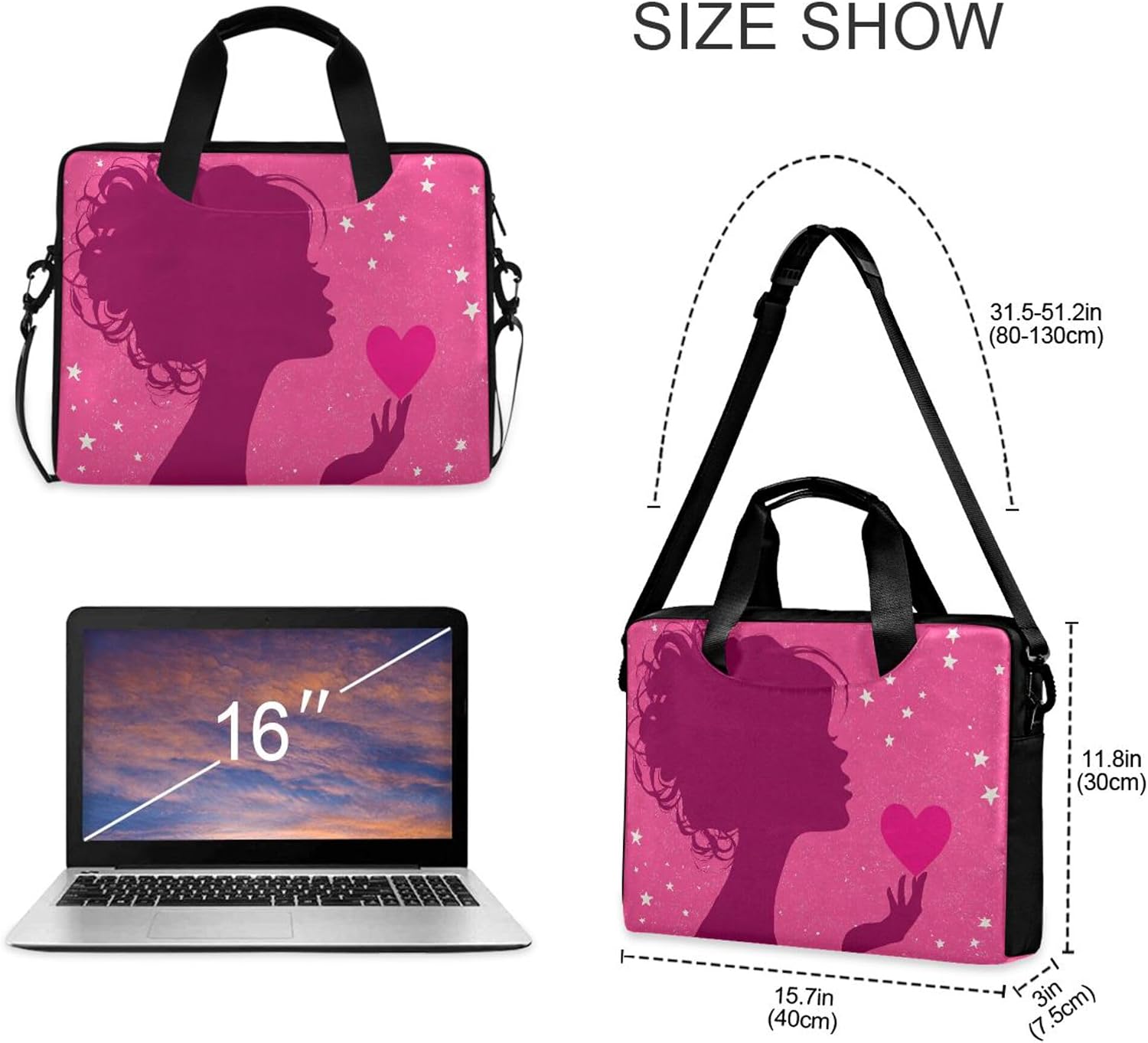 MNSRUU Laptop Bag for 16 15.6 inch Butterfly Rose