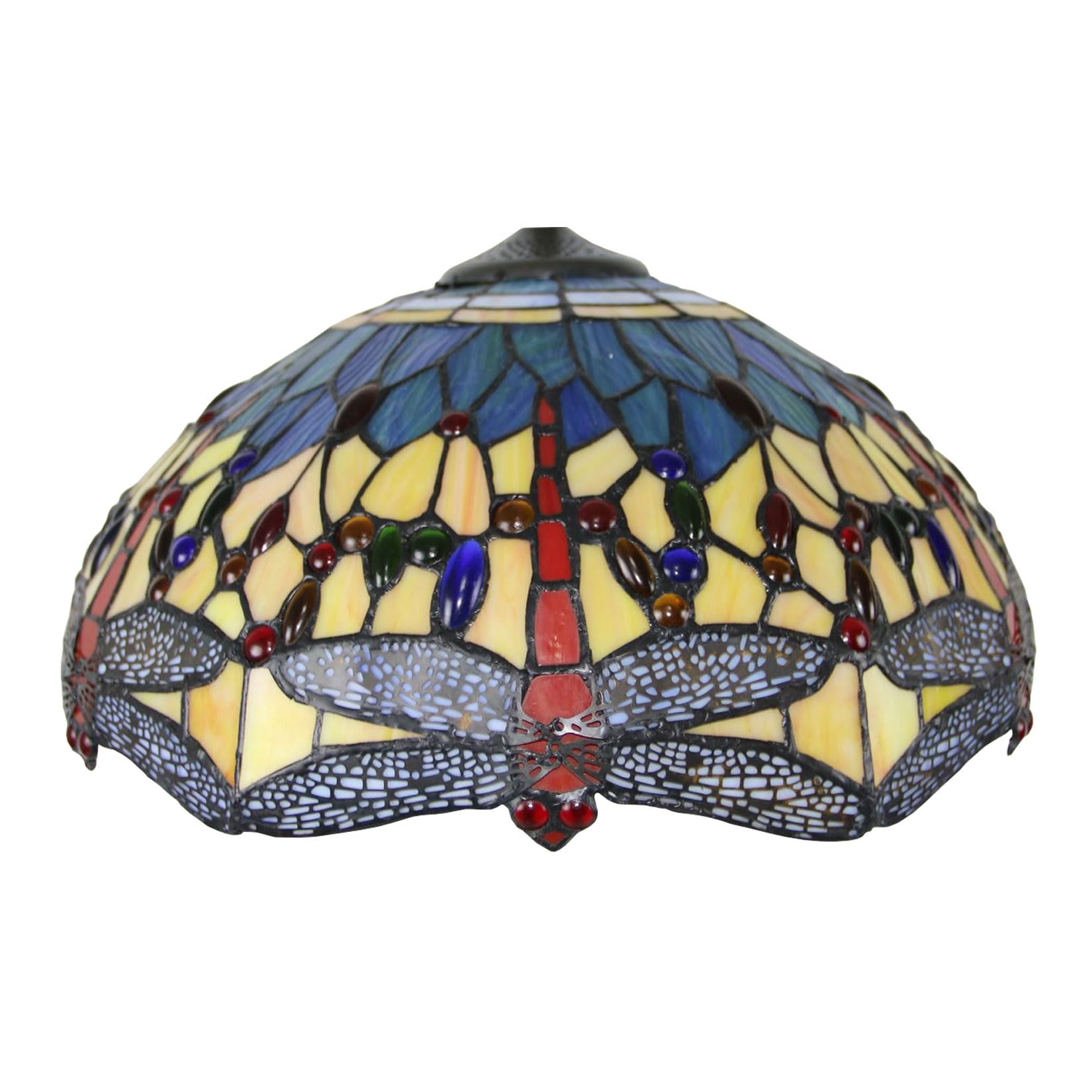 SaryEdge Dragonfly Tiffany Lamp Shade Replacement Only 16X9 Inch Stained Glass Lampshades, Vintage Antique Light Cover Suitable For Use With Table Lamp Floor Lamp Hanging Pendant lamp ，Yellow