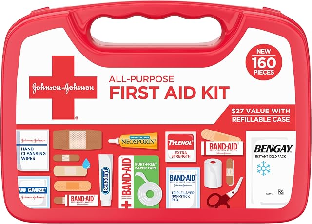 BAND-AID All-Purpose Portable Compact First Aid Kit, 160 Piece