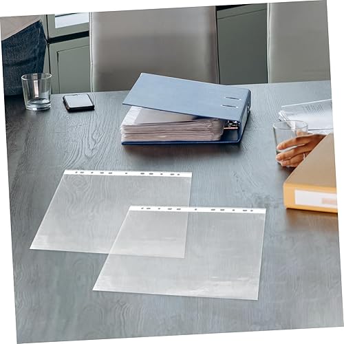 Miniatura 8 de STOBOK 100 piezas A4 para archivos, envoltorio de archivos, fundas de papel de plástico, protectores de páginas, protectores de página, clips de