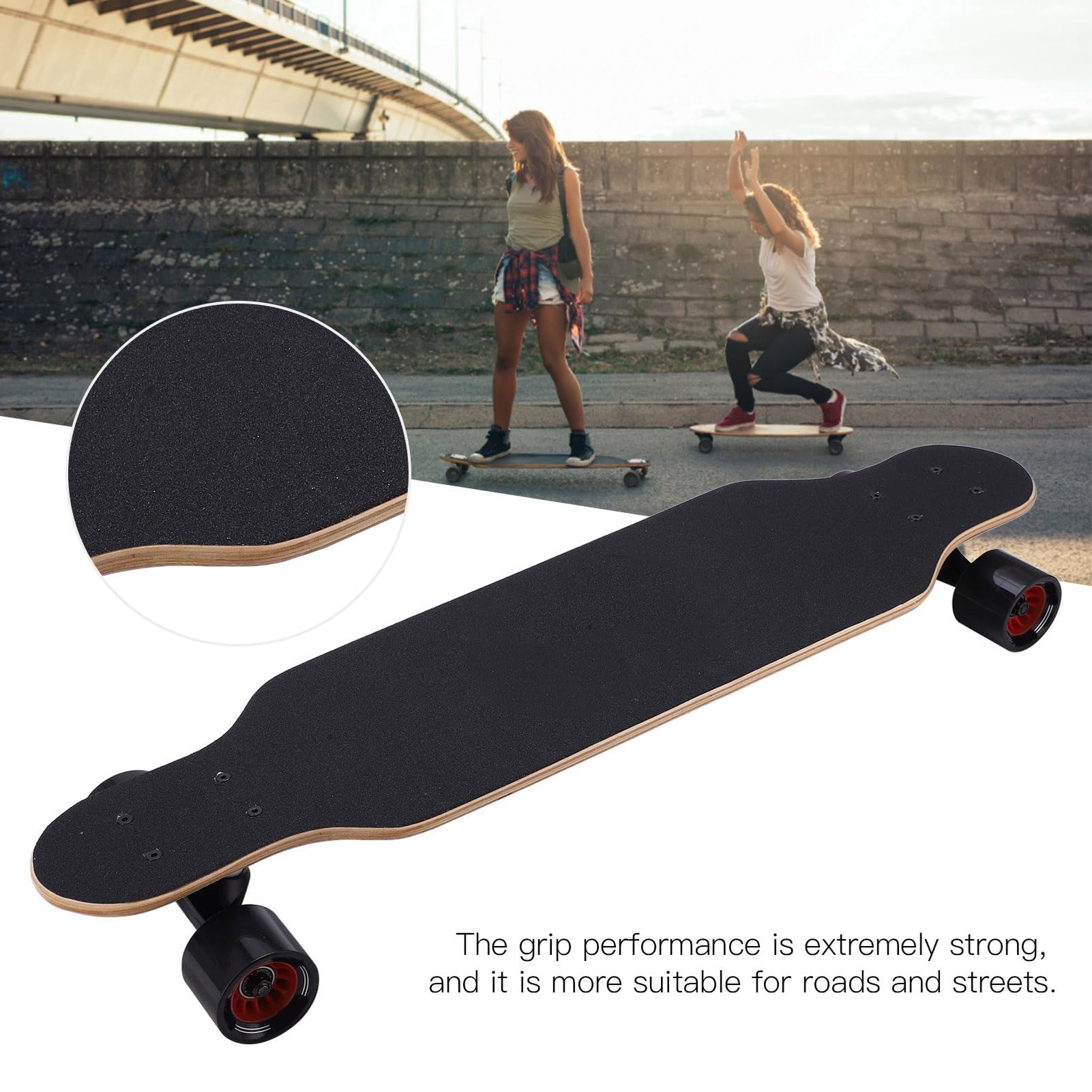 Profesjonalna 8-warstwowa Deskorolka Longboard z Klonu, łożyska ABEC 9 w Kolorze Fioletowym z Wysokimi Elastycznymi Kołami HR 95, Poszerzone 70 Mm, Idealne dla Dorosłych