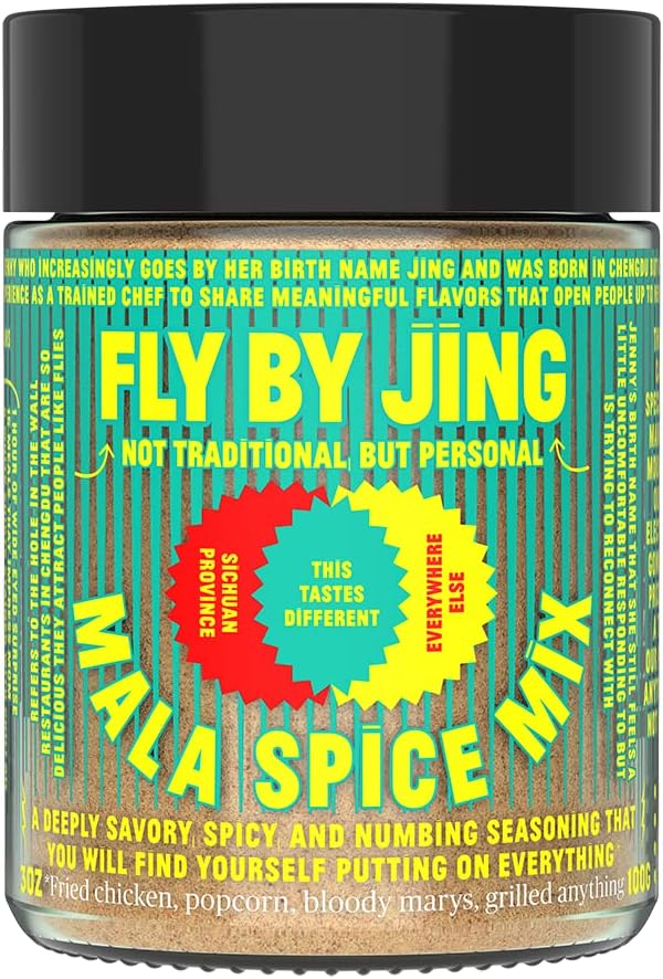 FLYBYJING Mala Spice Mix, Spicy Tingly Warm, Versatile as a Seasoning, Marinade, Spice Rub and more, All-Natural Vegan Gluten Free, Unique Blend of Sichuan Pepper, Salt, Sugar, Spices 3.5oz (Pack of 1)