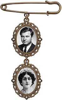 Wedding Boutonniere Bronze Gold Oval Double Cascading Bouquet Charm Pin Photo Charm Mother of the Bride Groom with Photo Resizing Software