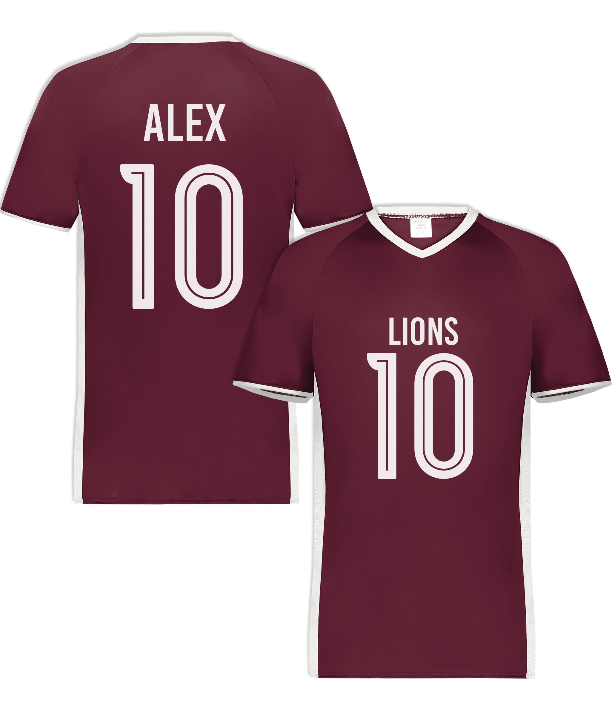 Custom Soccer V-Neck Jersey with Name Number Team Personalized Soccer V-Neck Shirts for Youth Maroon Medium
