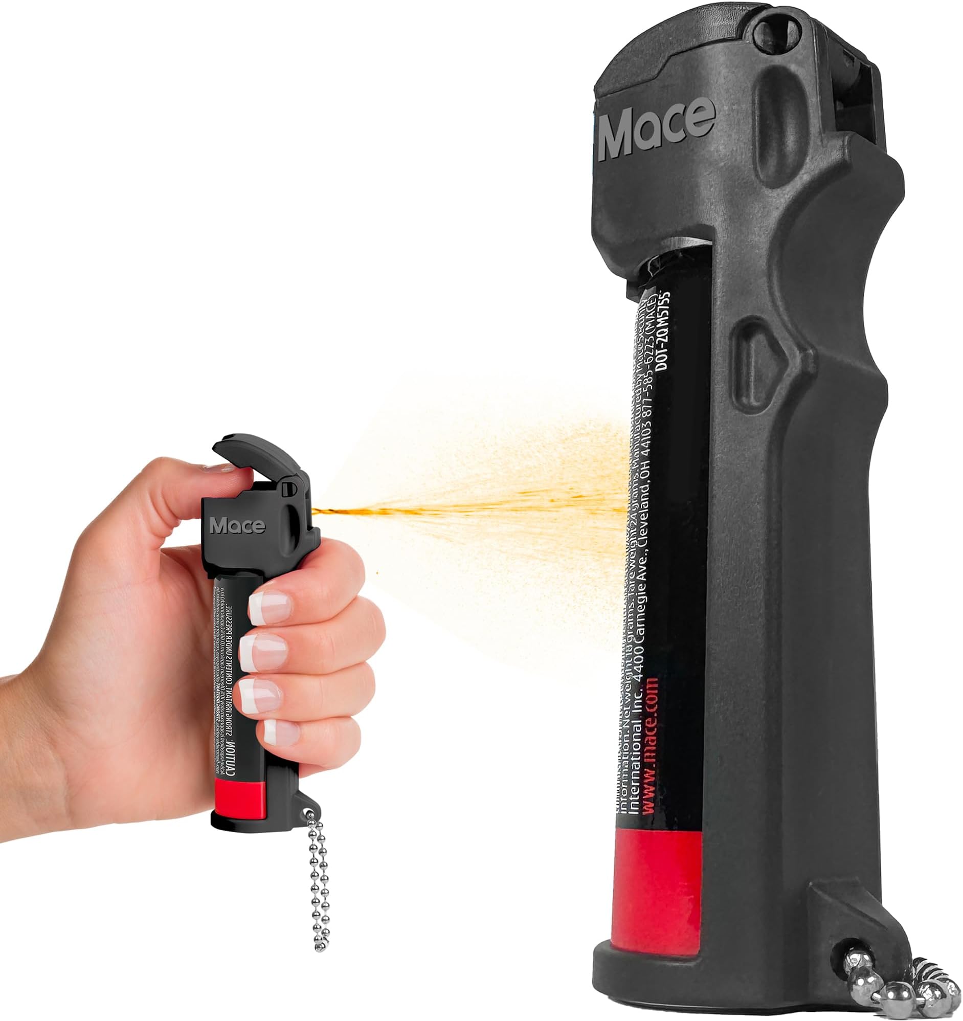Full Size Mace Pepper Spray- Ideal self defense keychain for women, 12 ft range, Made in the USA, Available in Pink, Black, Orange, Blue, or Yellow