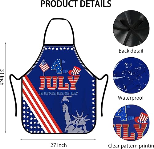 Miniatura 7 de Delantales del 4 de julio, delantales del Día de la Independencia para mujeres y hombres, delantal de bandera estadounidense, delantal patriótico,
