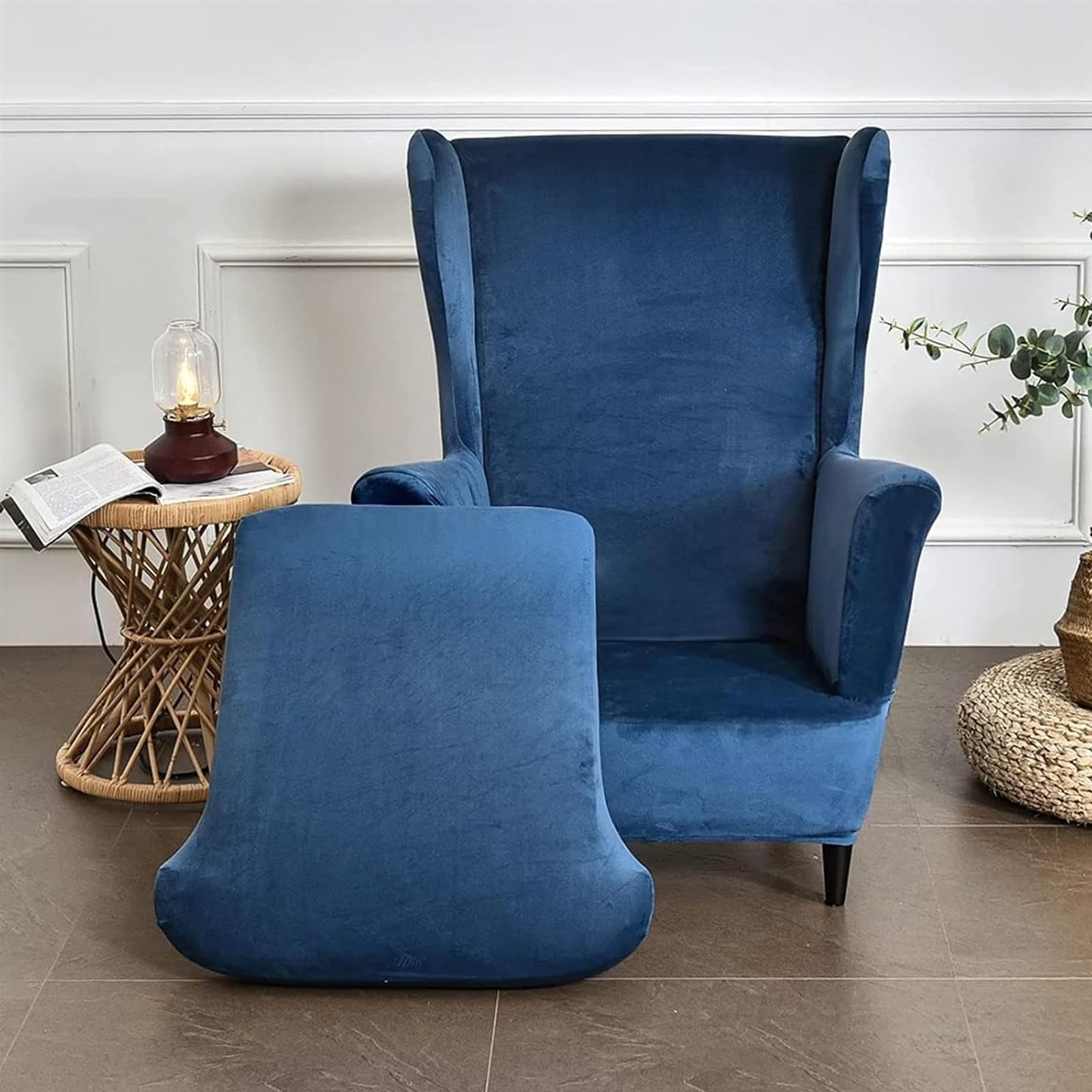 Copripoltrona Con Orecchie 2 Pezzi Coprisedia in Velluto Elasticizzato Copri Poltroncina 1 Posto Con Braccioli Per Cane Gatto Bambino (grigio scuro)
