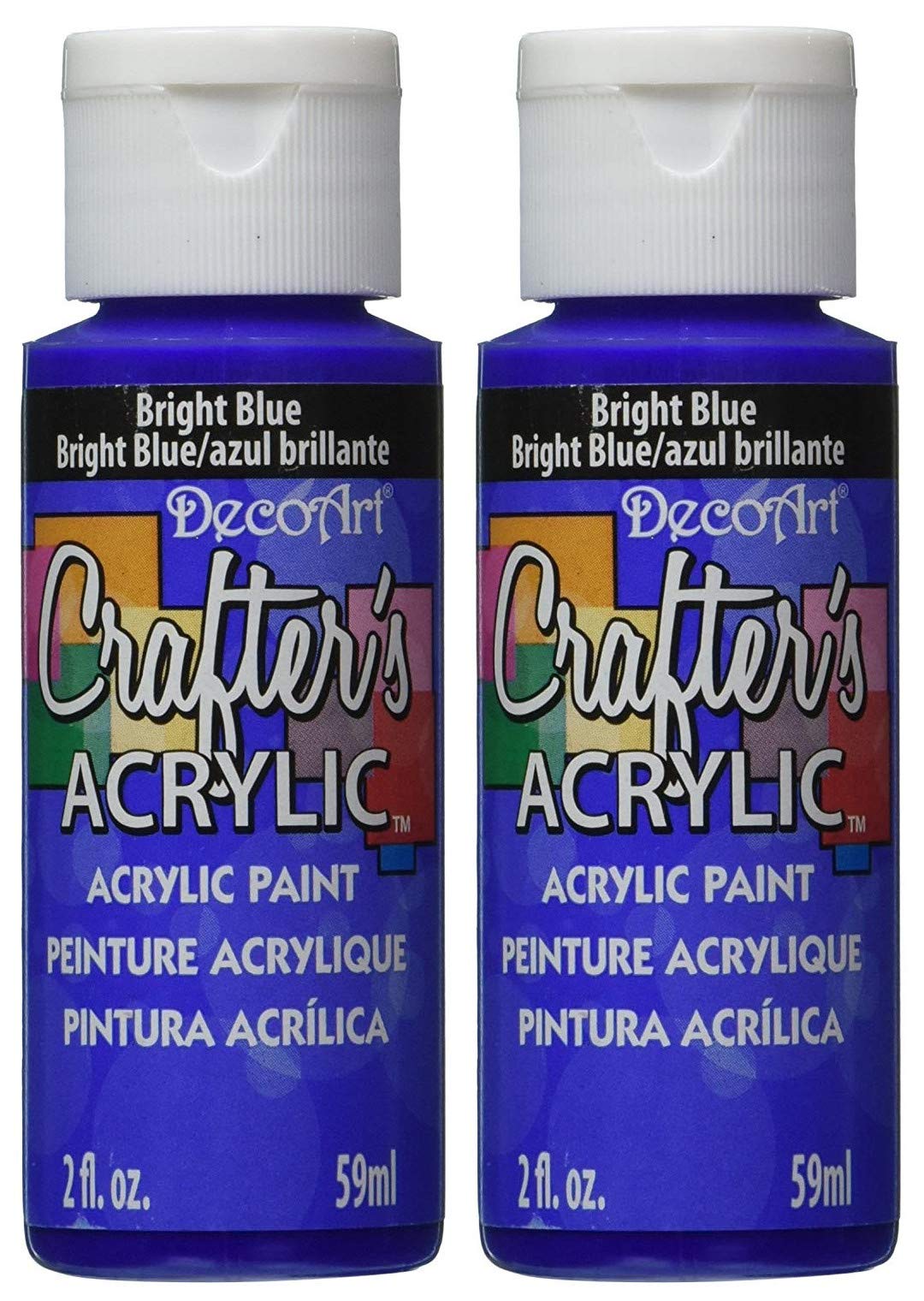 DecoArt Crafter's Acrylic2-Pack Bundle - Deco Art All Purpose Paint - Bright Blue (dca-101) - 2-Ounces Each