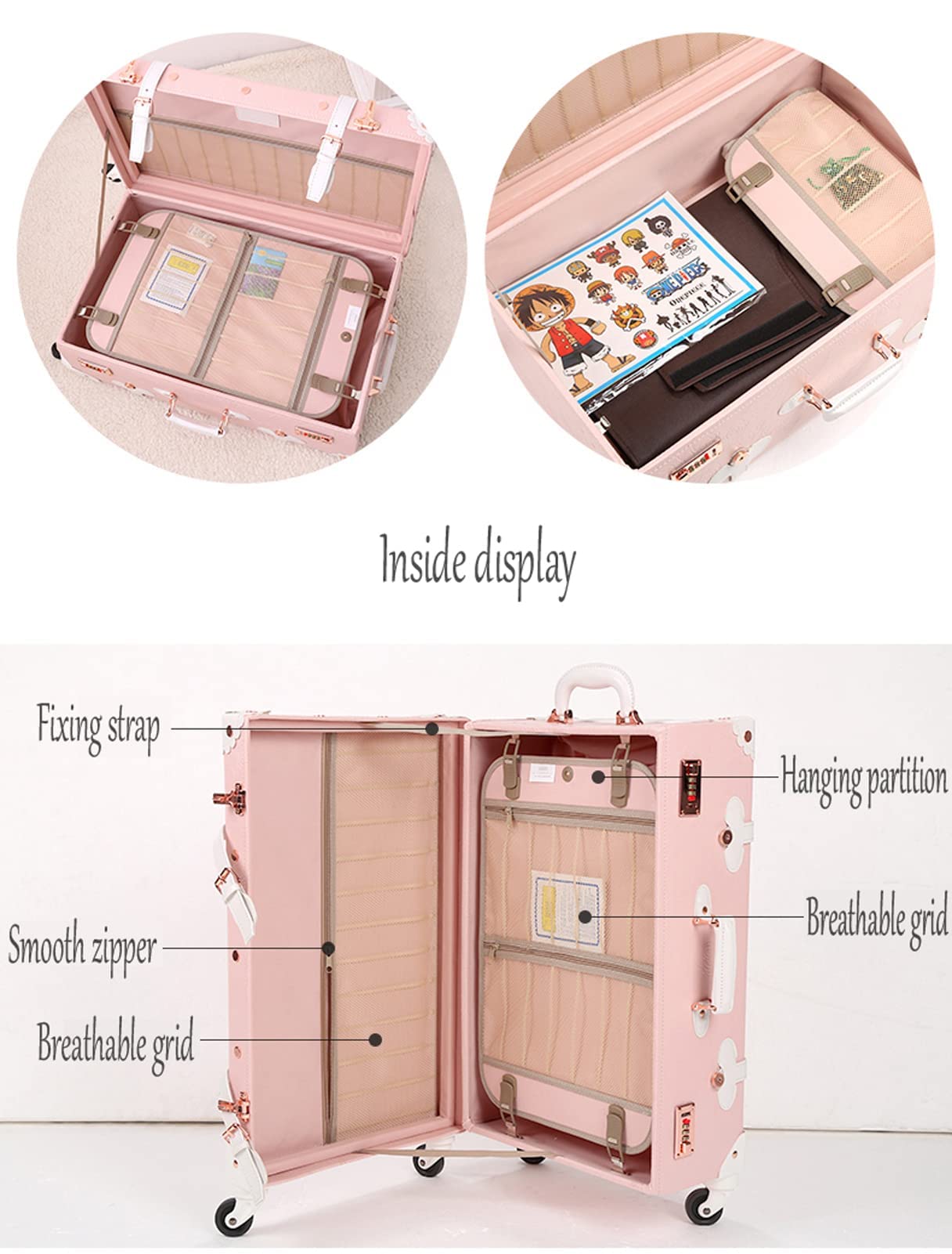 Vintage Floral PU Travel Bag Luggage Sets 13