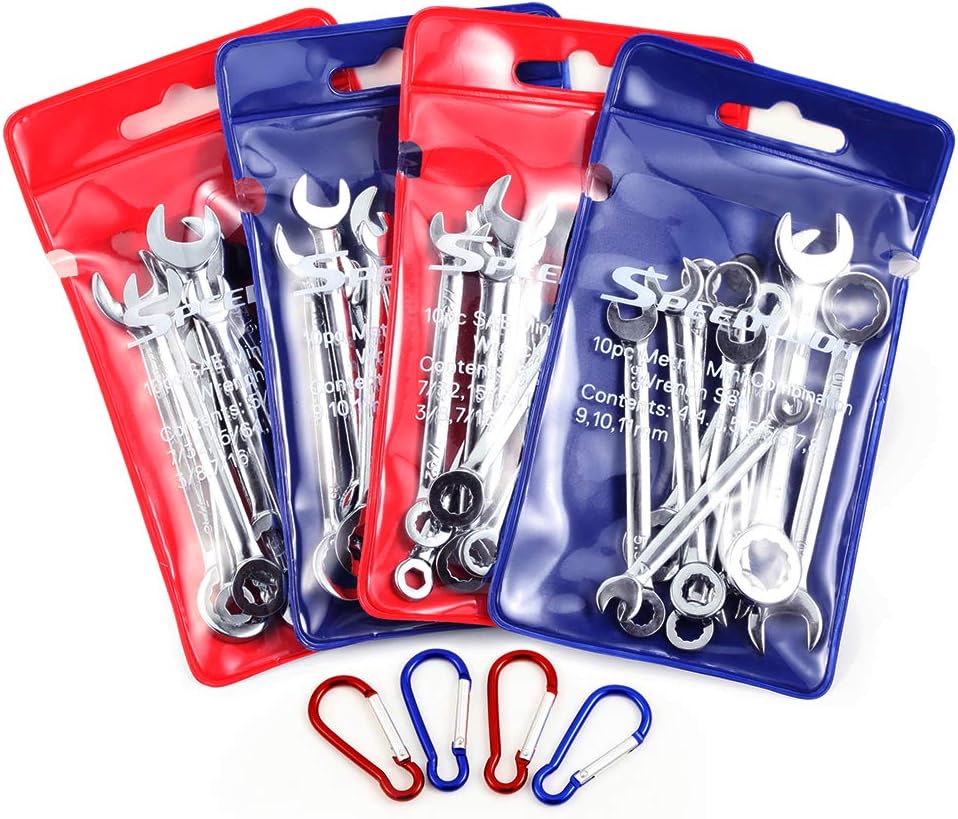 SPEEDWOX Mini Double Open End Wrench Set Metric 4mm-11mm 10pcs Super-Thin Angle Head Spanner with Storage Pouch for Assembling Furniture Small Equipment Silver GDOMW10-1394