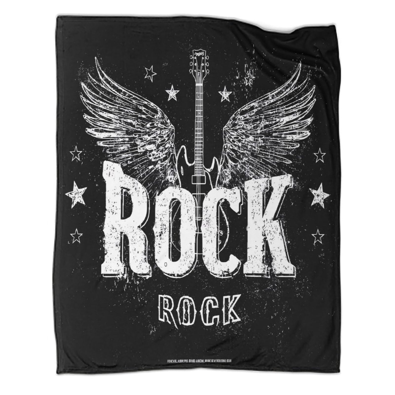 stampa 3D Rock guitar wings coperta da ufficio microfibra biancheria da letto morbida coperta da riposo calda lavabile in lavatrice per pause lavorative vintage rock poster 80×90inch(200x230cm)