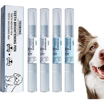 Pet Toothbrush Pen Pet Oral Repair Gel Pen for Dogs Tartar Remover Dog Suitable Improvement of Bad Breath and for Removing Tartar in Pets Pack of 4