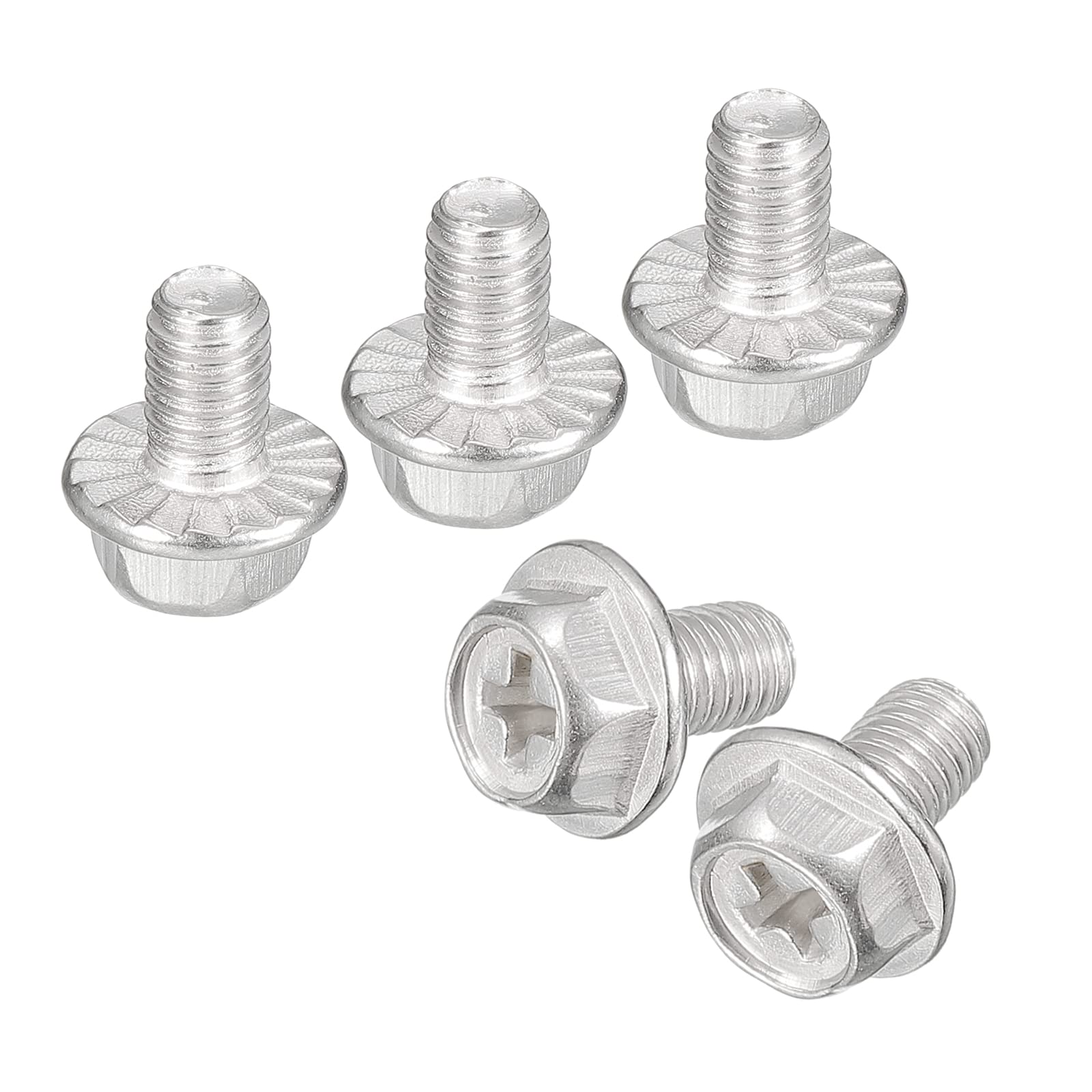 sourcing map M5x8mm Phillips Hex Head Flange Bolts, 25pcs 304 Stainless Steel Hexagon Phillips Flange Head Hex Bolts Machine Screws
